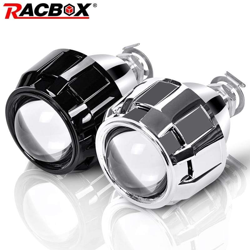 RACBOX 2Pcs 2.5 Inch Universal Bi xenon HID Projector Lens Silver Black Shroud H1 Xenon LED Bulb H4 H7 Motorcycle Car Headlight JadeMoghul Inc. 