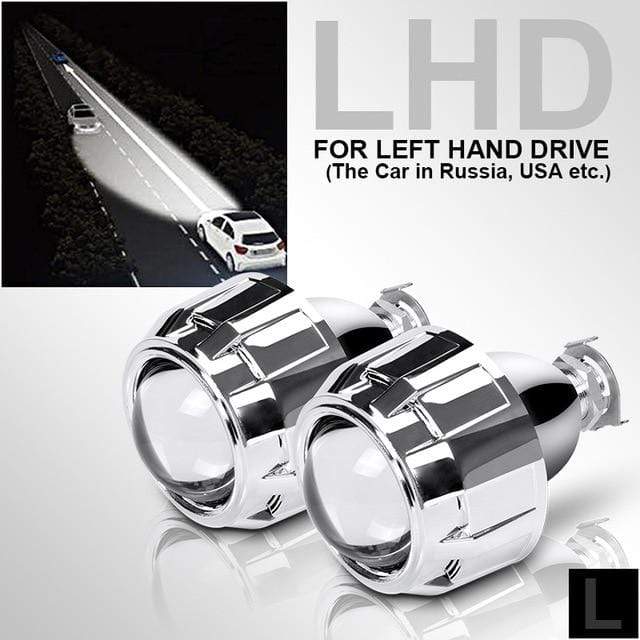 RACBOX 2Pcs 2.5 Inch Universal Bi xenon HID Projector Lens Silver Black Shroud H1 Xenon LED Bulb H4 H7 Motorcycle Car Headlight JadeMoghul Inc. 