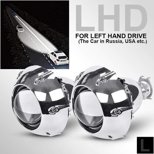RACBOX 2Pcs 2.5 Inch Universal Bi xenon HID Projector Lens Silver Black Shroud H1 Xenon LED Bulb H4 H7 Motorcycle Car Headlight JadeMoghul Inc. 
