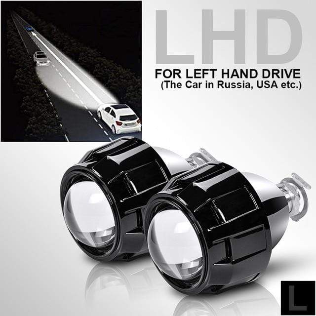 RACBOX 2Pcs 2.5 Inch Universal Bi xenon HID Projector Lens Silver Black Shroud H1 Xenon LED Bulb H4 H7 Motorcycle Car Headlight JadeMoghul Inc. 