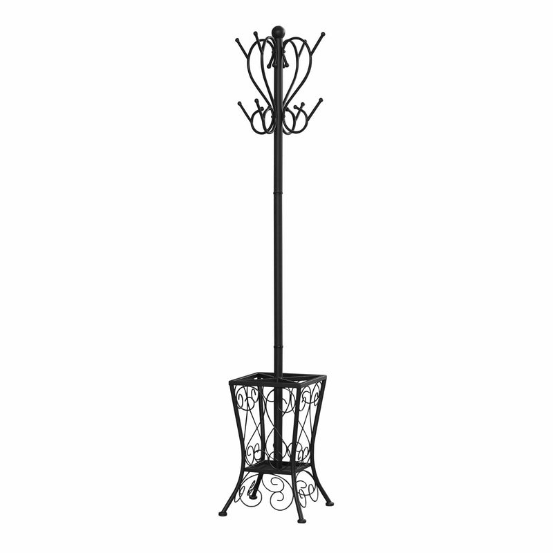 Racks Metal Rack - 16" x 16" x 71" Black, Metal, Umbrella Holder - Coat Rack HomeRoots