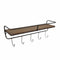 Traditional Style Metal and Wooden Rack with Five Hooks Hanger, Large, Brown and Black