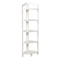 Transitional Style Wooden Open Frame Ladder Shelf with Five Shelves, White