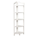 Transitional Style Wooden Open Frame Ladder Shelf with Five Shelves, White