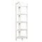 Transitional Style Wooden Open Frame Ladder Shelf with Five Shelves, White