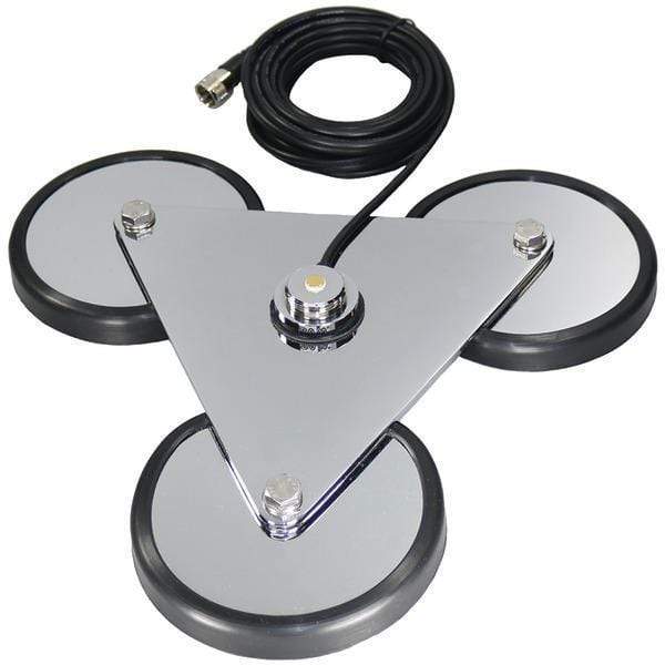 Tri-Magnet NMO Antenna Mount with Rubber Boots & 18ft RG58A/U Coaxial Cable