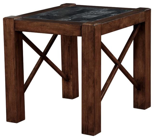 Rani Transitional End Table In Brown Cherry Finish-Side Tables and End Tables-Brown Cherry-Solid Wood Wood Veneer-JadeMoghul Inc.