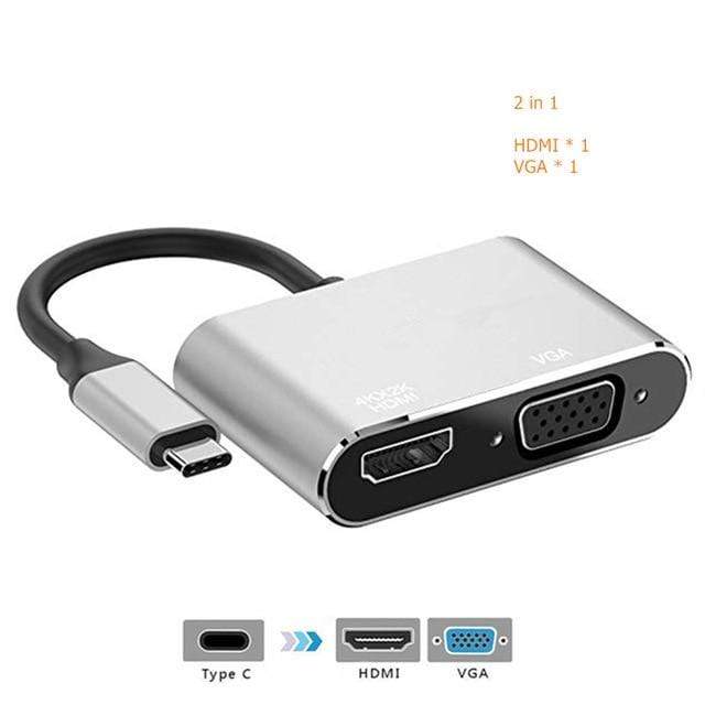 Rankman Type-C to RJ45 Gigabit Lan Ethernet HDMI VGA Adapter SD TF Card Reader USB-C 3.0 Aux for MacBook Samsung Dex Huawei TV JadeMoghul Inc. 