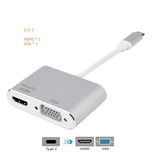 Rankman Type-C to RJ45 Gigabit Lan Ethernet HDMI VGA Adapter SD TF Card Reader USB-C 3.0 Aux for MacBook Samsung Dex Huawei TV JadeMoghul Inc. 