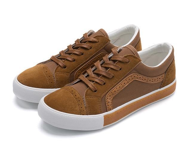 RASMEUP Brand Women's Canvas Flat Shoes Fashion New Lace Up Women Sneaker Woman Casual Comfortable Flats Footwear Tenis Feminino-Brown-4-JadeMoghul Inc.