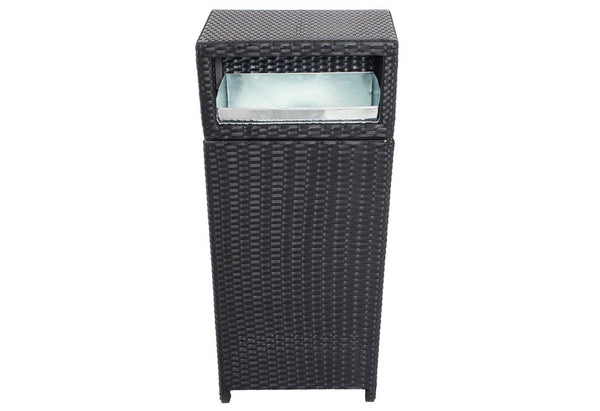 Rattan and Aluminum Outdoor Trash Can Black-Outdoor Trash Cans-Black-Aluminum Rattan and Fabric-JadeMoghul Inc.