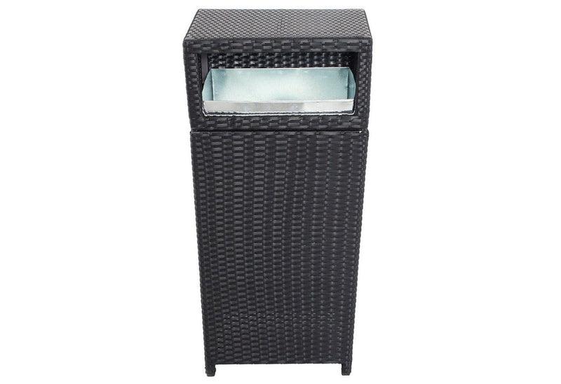 Rattan and Aluminum Outdoor Trash Can Black-Outdoor Trash Cans-Black-Aluminum Rattan and Fabric-JadeMoghul Inc.