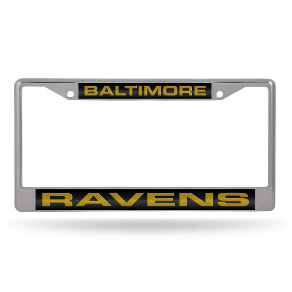 Mustang License Plate Frame Ravens Laser Chrome Frame