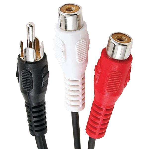 RCA Y-Adapter (1 RCA Plug to 2 RCA Jacks)-Cables, Connectors & Accessories-JadeMoghul Inc.