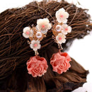 Real 925 Sterling Silver And Pink Coral Drop Earrings With White Pearls-style 1 1-JadeMoghul Inc.