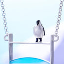 Real 925 Sterling Silver Natural Handmade Fine Jewelry Lovely Penguin Necklace with Pendant for Women--JadeMoghul Inc.