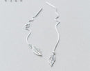 Real. 925 STERLING SILVER Pull Through Leaf Threader Earrings Long Sterling-Silver-Jewelry GTLE1165 AExp