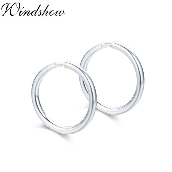 Real Sterling Silver Loop Small Earrings-14mm-JadeMoghul Inc.