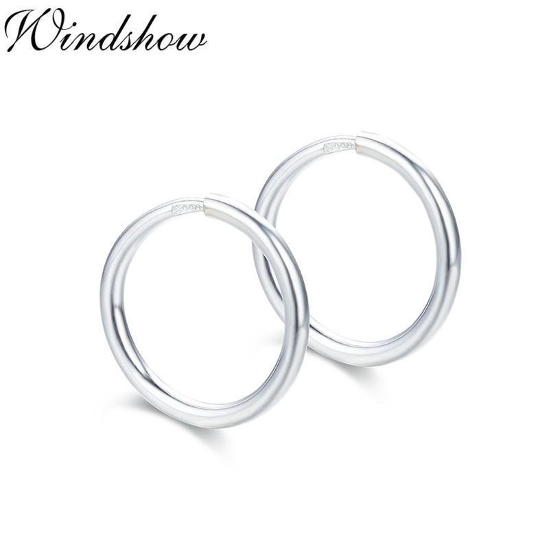 Real Sterling Silver Loop Small Earrings-14mm-JadeMoghul Inc.