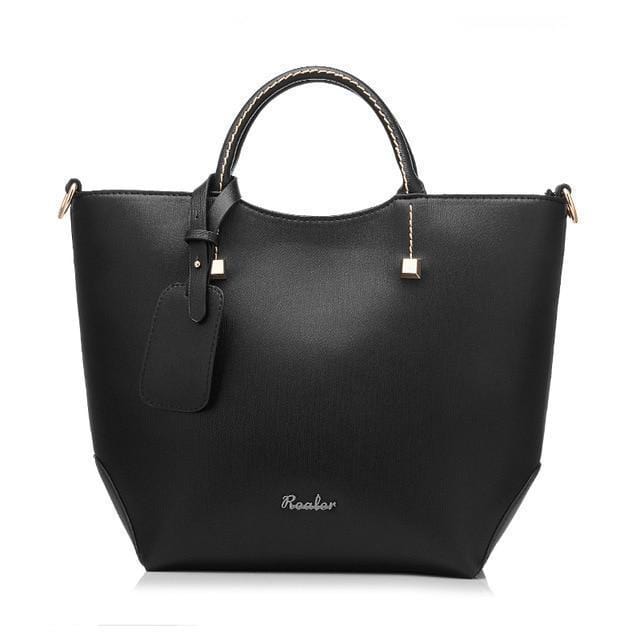 REALER brand handbag women large bucket shoulder bag female high quality artificial leather tote bag fashion top-handle bag-new black-China-JadeMoghul Inc.