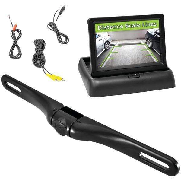 Rearview/Auxiliary Camera Systems Rearview License-Plate Swivel Camera & Pop-up 4.3" Monitor System Petra Industries