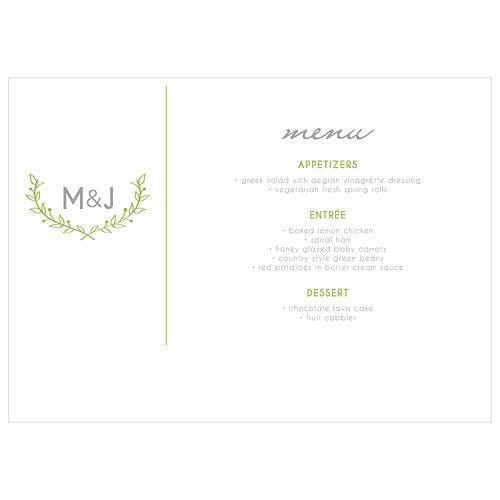 Woodland Pretty Large Menu Card Grass Green (Pack of 1)