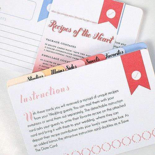 "Recipes of the Heart" Recipe Cards and Divider Set (Pack of 45)-Wedding Reception Accessories-JadeMoghul Inc.