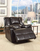 Recliner Chairs Oliver Glider Recliner, Black Leather-Aire Benzara