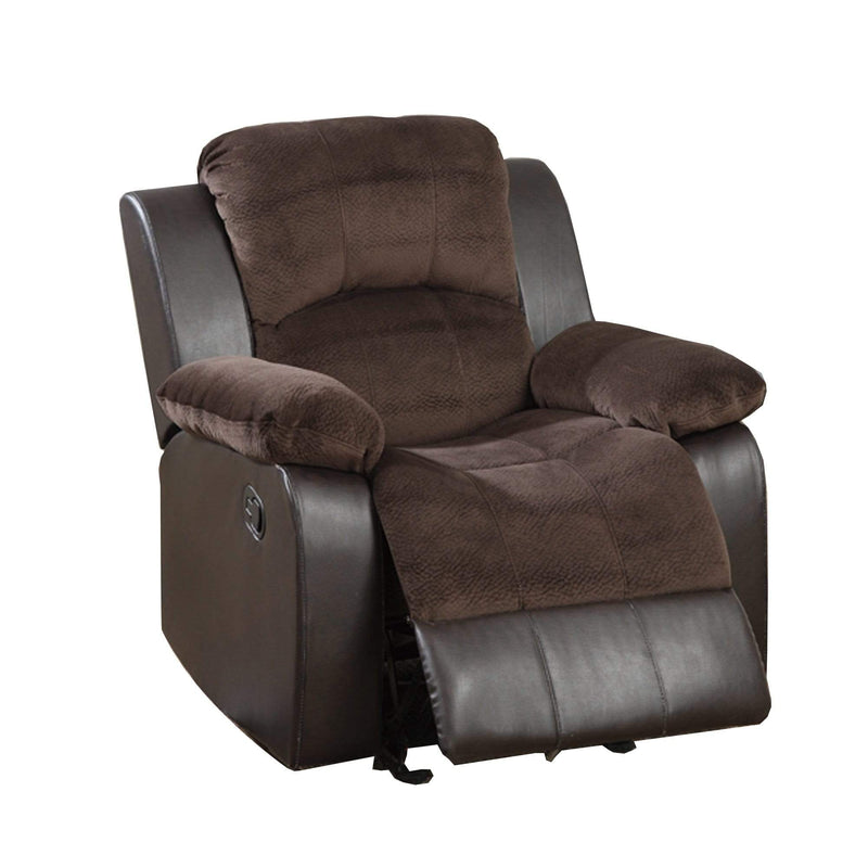 Recliner Chairs Polyurethane Rocker Recliner In Choco Suede Brown Benzara