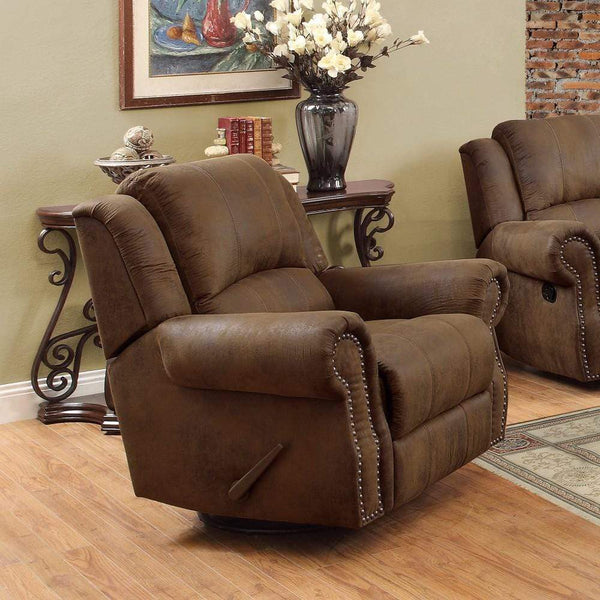 Recliner Chairs Pretty brown rocker recliner with swivel Benzara