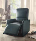 Recliner Chairs Raff Recliner (Power Motion), Blue Leather-Aire Benzara