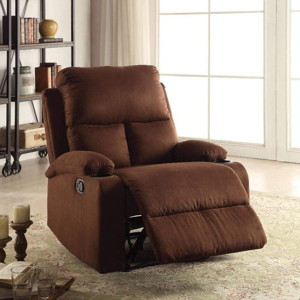 Recliner Chairs Rosia Warm Recliner , Chocolate Microfiber Benzara