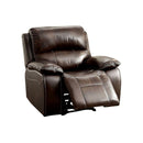 Recliner Chairs Ruth Transitional Rocker Recliner Chair, Brown Color Benzara