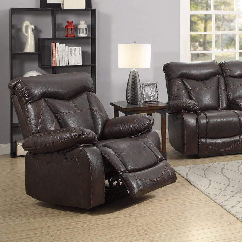 Recliner Chairs Splendid Dark Brown Motion Recliner with Pillow Arms Benzara