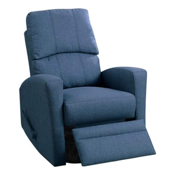 Recliner Chairs Swivel Recliner Chair In Navy Polyfiber Fabric Blue Benzara