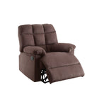 Recliner With Tufted Back And Roll Arms In Brown-Recliner Chairs-Brown-Pine Wood Particle Board Metal Frame-JadeMoghul Inc.