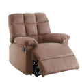 Recliner With Tufted Back And Roll Arms In Saddle Brown-Recliner Chairs-Brown-Pine Wood Particle Board Metal Frame-JadeMoghul Inc.