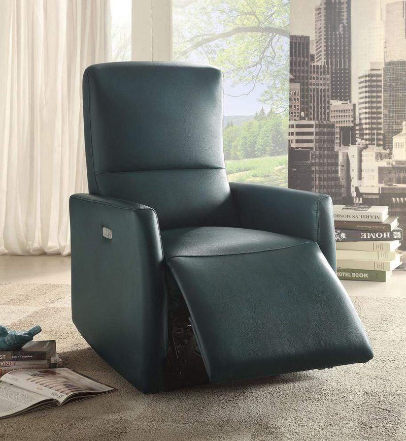 Recliners Leather Recliner - 28" X 37" X 40" Blue Leather-Aire Power Motion Recliner HomeRoots