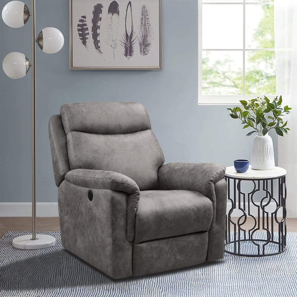 Recliners Leather Recliner - 36'.2" X 39'.37" X 41'.7" Brown Air Leather - Power Recliner with USB port HomeRoots