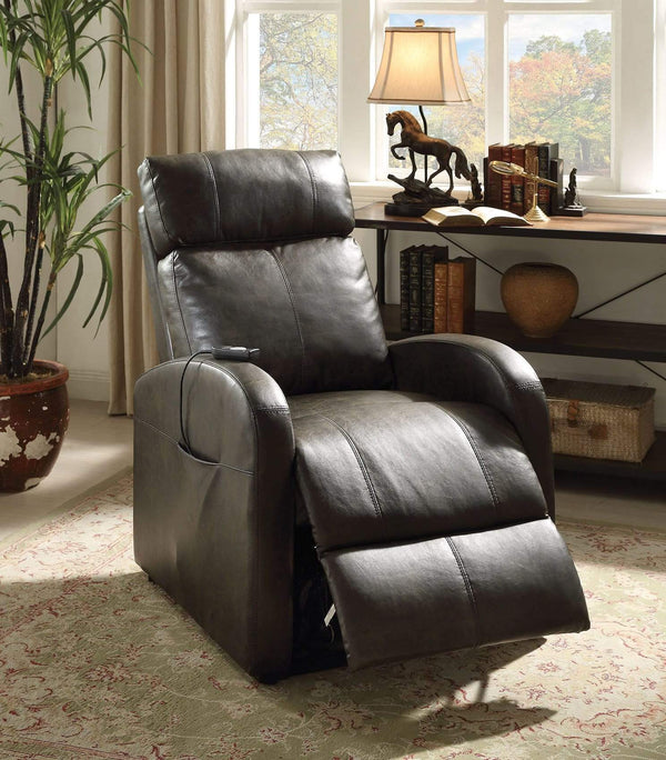 Recliners Power Recliners - 28" X 37" X 40" Dark Gray Pu Recliner With Power Lift HomeRoots