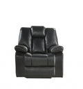 Recliners Power Recliners - 39" X 39" X 43" Black Leather-Aire Upholstery Recliner (Power Motion) HomeRoots