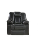 Recliners Power Recliners - 39" X 39" X 43" Black Leather-Aire Upholstery Recliner (Power Motion) HomeRoots