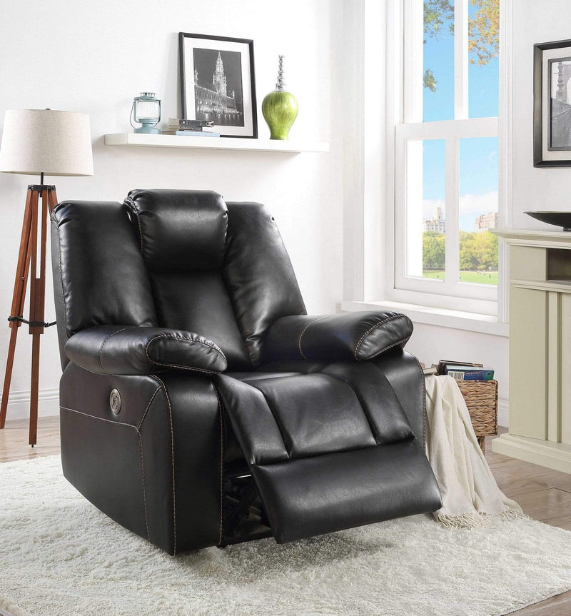 Recliners Power Recliners - 39" X 39" X 43" Black Leather-Aire Upholstery Recliner (Power Motion) HomeRoots