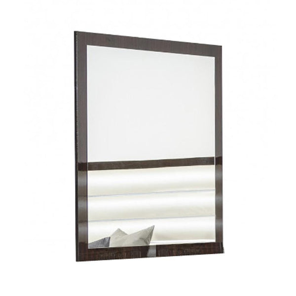 Rectangular Wooden Frame Mirror in Contemporary Style, Brown-Mirrors-Brown-Mirror Wood-JadeMoghul Inc.
