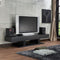 Rectangular Wooden TV stand with 3 Drawers and Open Compartment, Black-Living Room Furniture-Black-Wood and Veneer-JadeMoghul Inc.
