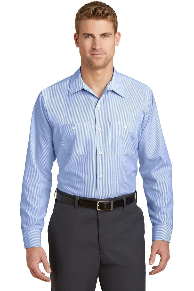 Red Kap - Long Sleeve Striped Industrial Work Shirt. CS10-Woven Shirts-White/Blue-6XLR-JadeMoghul Inc.