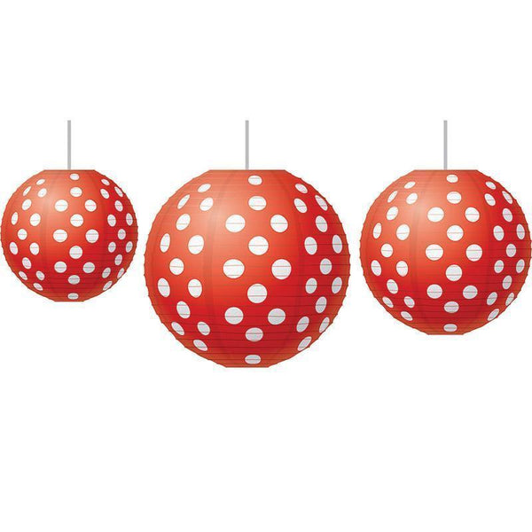 RED POLKA DOTS PAPER LANTERNS-Learning Materials-JadeMoghul Inc.