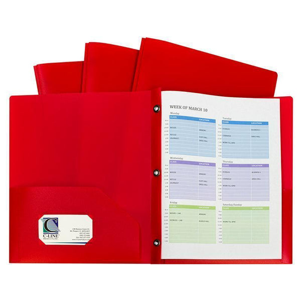 RED TWO POCKET POLY PORTFOLIOS WITH-Supplies-JadeMoghul Inc.
