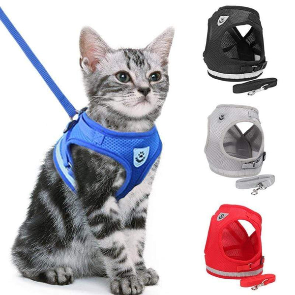Reflective Cat Harness And Leash Set Nylon Mesh Kitten Puppy Dogs Vest Harness Leads Pet Clothes For Small Dogs Yorkies Pug AExp