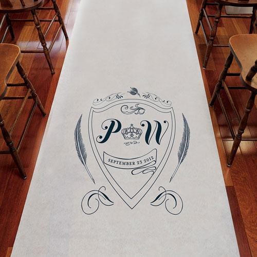 Regal Monogram Personalized Aisle Runner White With Hearts Berry (Pack of 1)-Aisle Runners-Victorian Purple-JadeMoghul Inc.